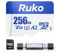 Ruko Scheda Micro SD da 256 GB con adattatore e lettore, A2, Class10, UHS-I U3/V30, 4K UHD, fino a 100 MB/s in lettura, scheda di memoria TF per droni U11MINI 4K, fotocamere, console di gioco