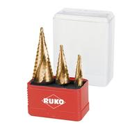 RUKO Punte per trapano HSS-TiN, scanalate a spirale con taglio a croce, acciaio ad alte prestazioni, rivestimento in nitruro di titanio, 3 pezzi
