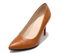 RUKOEVIM Moda Donna Appuntito Tacco Alto Slip On Stiletto Pumps Classicoo Ufficio Le signore Heels Dressy Pumps Scarpe Patent Brown 40