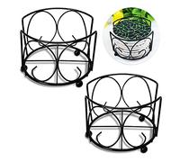 Ruksifg Metal Coaster Holder Round Drink Coaster Holder Without Coasters - 2pcs Large Capcity Hold Up to 6-8 Coasters