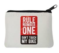 Rule Number One Do Not Touch My Bike - Portamonete in neoprene, 10 x 11 cm, colore: Bianco, bianco, Taglia unica