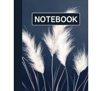 Ruled dotted line inlay Notebook for writing, for work, 7x9, notes in school, university, college, office, home. For student.: Reeds and stary in the night sky