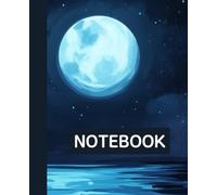 Ruled dotted line inlay Notebook for writing, for work, 7x9, notes in school, university, college, office, home. For student.: moon in the night sky