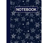 Ruled line inlay Notebook for writing, for work, 7x9, notes in school, university, college, office, home. For student.: star pattern
