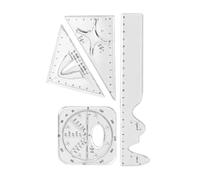 Ruler Set | 4 Pieces Ergonomic Clear Scales Mathematical Drawing