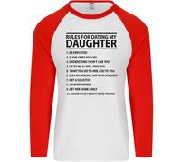 Rules per Incontri il Mio Daughter Papà Giorno Uomo L/S Baseball T-Shirt