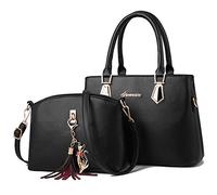 Rullar Donna Ragazza Set da 2 pezzi Borsa a Spalla Mano Tracolla in Pelle PU 2Pcs Bag Set Borsetta Pochette e Clutch Sacchetto Borsetta con Ornamenti di Nappa