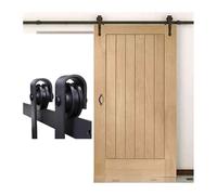 Rulli for ferramenta for porte da fienile, guide scorrevoli esterne in acciaio al carbonio, con serrature a scatto e maniglie ad angolo retto, adatti for muri in cemento(150cm track)