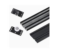 Rulli for porte scorrevoli, capacità 60 libbre, ruote regolabili for porte di armadi/armadietti/vetri, kit di sostituzione del binario superiore e inferiore con scorrimento silenzioso(Black,180cm/5.9f