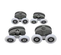 Rulli per porta della doccia, 4 ruote doppie a farfalla, guide superiori e inferiori, pulegge regolabili per vetro scorrevole, parti di ricambio per bagno, diametro 19-27 mm (25 mm)