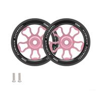 Rulli pieghevoli per bici da 70 mm per Brompton Commute | Corpo in alluminio CNC, anello in gomma piatto, cuscinetto incorporato, rotolamento liscio, confezione da 2 con viti (rosa)