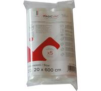 Magic Vac, 2 Rotoli Sottovuoto per Alimenti 20x600 cm Rigati e Brevettati, Multistrato e Resistenti, in Materiale Privo di BPA Adatto al Contatto con gli Alimenti, Made in Italy