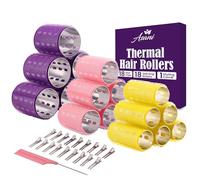 Rulli termici per capelli, piccoli, 37 rulli autoafferranti con 18 clip e pettine per lo styling, in alluminio, per capelli corti e medi e lunghi