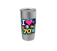 Rullo a cassette in vinile retrò I Love the 70s Funky Party anni '70 Bicchiere termico in acciaio inox doppia parete