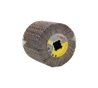 Rullo abrasivo 120 x 100 mm con foro da 19 mm, rullo lamellare per macchina satinata, grana 80, rullo abrasivo in nylon per sbavatura, levigatura e lucidatura di acciaio inossidabile, alluminio e rame