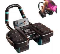 Rullo addominale a rimbalzo automatico,Rullo addominale a quattro ruote con supporto gomiti, ideale per il fitness in famiglia, palestra (nero)