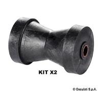 RULLO CENTRALE 130 MM NERO KIT X2 RICAMBI PER CARRELLI PORTABARCA