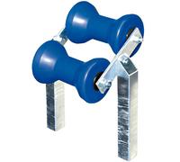 Rullo centrale basculante doppio blu con gambo 40x40mm per rimorchi