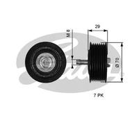 Gates Galoppino guidacinghia T36773 Cinghia Poly-V 70 mm per NISSAN CUBE (Z12)