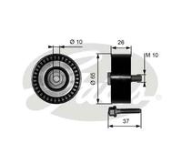 Rullo cinghia trapezoidale Plastica T36300 GATES per VW AUDI SKODA