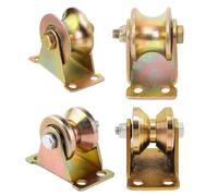 Rullo con scanalatura a V/U con staffa, ruota girevole rigida per carichi pesanti per cancelli scorrevoli di vialetti e porte di fabbriche, capacità di carico di 440 libbre per ruo 2 pcs 1.2"(32mm-U)