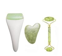 Rullo di giada 3 in 1 e strumento Gua Sha, 100% vera giada naturale, anti-rughe, per viso, occhi e collo, riduce rughe, gonfiore, emicrania, rossore, dolore e lesioni