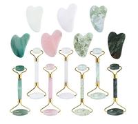 Rullo di giada naturale Gua Sha Set massaggio facciale, set di cristalli Collezioni di casa