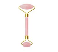 Rullo di massaggio for il viso al quarzo rosa Piastra for raschietto di giada naturale Doppia testa Massaggiatore for il viso dimagrante Rullo Rimozione antirughe for il viso, set rosa decorazione del