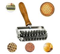 Rullo di Reticolo, Rullo Taglia-Impasto a Griglia con Manico in Legno Rullo per Tagliapasta in Acciaio Inossidabile Tagliapasta a Griglia Coltello a Rullo per Pasta per Tagliare Pasta, Crosta di Pizza