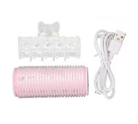 Rullo elettrico riscaldato dei capelli, Alla moda intelligente elettrico riscaldato rullo arricciacapelli con clip per capelli ricci frange all'interno pulsante (Rosa)