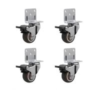 Rullo girevole universale in gomma morbida da 1-2 pollici con rotelle for mobili da 4 pezzi for accessorio carrello con piattaforma(4Pcs with brake,2 inch)