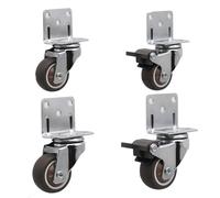 Rullo girevole universale in gomma morbida da 1-2 pollici con rotelle for mobili da 4 pezzi for accessorio carrello con piattaforma(2 brake- 2 no brake,1.25 inch)