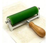 Rullo In Gomma Professionale, Rullo Per Incisione E Stampa A Blocchi, Strumento 2-in-1 Per Giunzioni Con Impugnatura Ergonomica In Legno, Telaio In Alluminio, Applicatore Resistente Ai Solventi