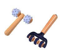 Rullo massaggiante con manico, 2 pezzi rullo massaggiante con palla riccio massaggiante, rullo fasciale, massaggiatore manuale per schiena e gambe, rullo auto-massaggio per rilassamento muscolare e