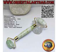 Rullo massaggiante "face roller" in Giada Cinese naturale per Gua Sha