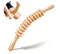 Rullo massaggiante in fibra di legno con 9/12 ruote, adatto per gambe e cosce - Strumento manuale per massaggio della fascia per il rilassamento muscolare, il drenaggio linfatico e la modellazione del