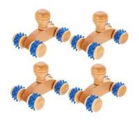 Rullo Massaggiante in Legno 4 Pezzi Marrone per Schiena | Set Portatile, Aiuta a Sciogliere i Muscoli Contratti, Finitura Naturale, Formato Compatto da 4 Pezzi