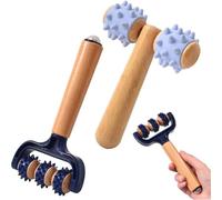 Rullo massaggiante in legno, confezione da 2, con manici per rilassamento muscolare, strumento terapeutico per il trattamento delle gambe