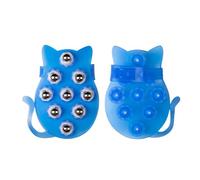 Rullo massaggiante manuale a 7 perline a forma di rombo, strumento in legno lenitivo per collo, schiena, spalle, digitopressione e stimolazione dei meridiani (gatto 9 perle blu)