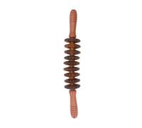 Rullo massaggiatore curvo a 9 ruote, in legno, strumento manuale per terapia muscolare, per drenaggio linfatico, massaggio cellulite (marrone)