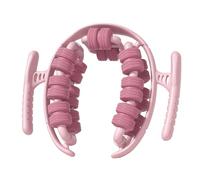 Rullo massaggiatore manuale per gambe, 28 rulli, anticellulite, drenaggio linfatico, rilassamento muscolare profondo per gambe, cosce, braccia, schiena, polpacci (rosa)