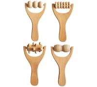Rullo Massaggio in Legno 4 Pezzi 15x8x3cm per Collo e Schiena | Impugnatura Ergonomica, Leggero e Confortevole sulla Pelle, Colore Khaki, Uso all'Aperto e Corpo