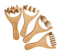 Rullo Massaggio in Legno 4 Pezzi, 15x8x3cm, per Mani e Gambe | Portatile e Leggero, Impugnatura Ergonomica, Colore Khaki, Viaggio e Outdoor, Sollievo Dalla Tensione