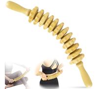 Rullo Massaggio Legno con 12 Ruote & Manico, Massaggiatore Anticellulite, Bacchetta Massaggiante, Rullo Fasciale per Gambe, Schiena, Corpo, Cosce, Pancia, Dolore Muscolare Sollievo