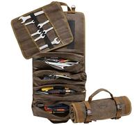 Rullo multifunzione per attrezzi | 16oz tela cerata con 4 tasche + 1 rotolo rimovibile - Borsa portautensili portatile per martello chiavi inglesi scalpello | 70 x 35 cm | grigio
