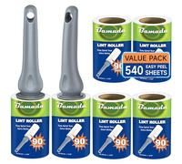 Rullo peli animali, extra appiccicosi 540 fogli, 90 fogli per leva pelucchi, spazzola togli peli animali/rulli di pelucchi/spazzola peli gatto/spazzola peli cane (Grigio)