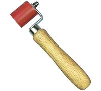 Rullo per cuciture in silicone, 4,1 x 3,3 cm, rullo manuale in silicone rosso con manico in legno e connettore in metallo, strumento per levigare la carta da parati per membrana impermeabile in PVC