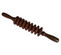 Rullo per massaggi in legno - 9 anelli - Rullo professionale universale per il corpo, la schiena, le spalle, facile da usare per i principianti (38 cm, in vero legno, 9 anelli massaggianti)