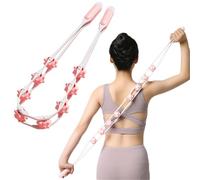 Rullo per massaggio alla schiena, con 8 rulli, strumento portatile per automassaggio anticellulite, per modellare il corpo, sollievo dai muscoli della schiena e delle gambe (rosa)