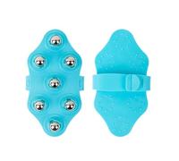 Rullo per massaggio manuale con 7 perline a rombo, in legno, strumento lenitivo per collo, schiena, spalle, agopressione e stimolazione dei meridiani (diamante 7 perline blu)